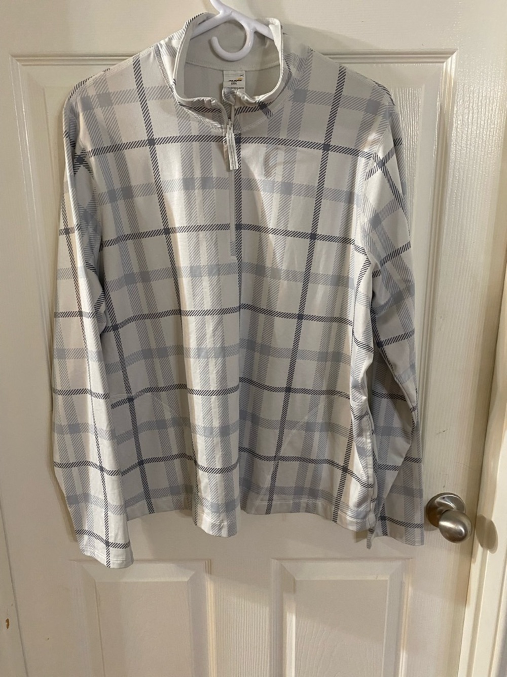 Avia Cream and Gray Plaid Half-Zip Pullover